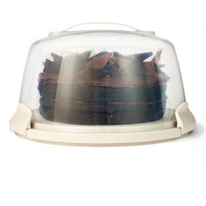 Amazon Basics Cake Carrier with Handle and Locking Lid, Round, Fits 11.8 in. Cake, BPA-Free, Refrigerator and Dishwasher-Safe Cake Box, 13.8 x 13.8 x 8.0 in.