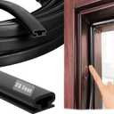 Rubber Weather Stripping Door Seal Strip, Self-Adhesive Door Weather Stripping Strip, Soundproof D Shape Waterproof Weatherstripping for Door Frame Windows Insulation (23ft,Black)