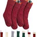 Mr. Pen- Christmas Stockings, 4 Pack, 18" Red Cable Knit Stockings for Christmas, Stocking Christmas, Cable Knit Christmas Stocking for Christmas, Large Stockings Christmas, Knit Stockings Christmas
