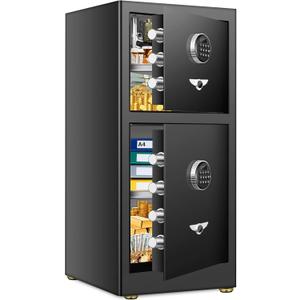 1.6 Cu Ft Home Safe Fireproof Waterproof, Fireproof Safe with Fireproof Bag, Programmable Keypad & Removable Shelf, Security Safe Box for Money Firearm Medicines Valuables,14.57''W12.2''D11.81''H