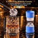 Spinning Whiskey Glasses Set of 4 with Gift Box | 360 Degree Rotating Old Fashioned Glass with Ice Ball Molds,For Bourbon, Scotch, Cocktails For Whiskey Lovers, Dad, Husband