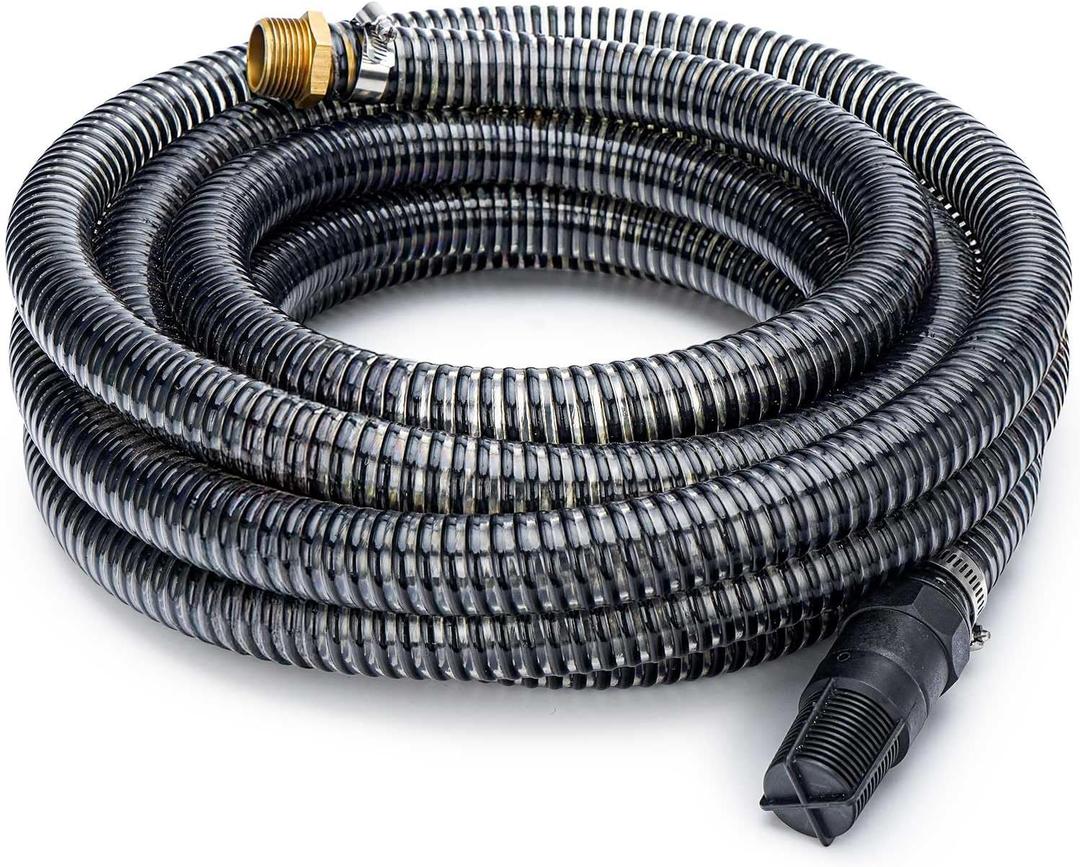 6699 25FT Suction Hose Including Check Valve and NPT 1-inch ThreadWater Inlet Pipe with Brass Adapter Easy to Connect for Shallow Well Garden Sprinkler Pump