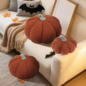 RoseCraft Pumpkin Pillows, 1Pcs Throw Pillows Cushion Fall Thanksgiving Decorations, Autumn Fluffy Stuffed Plush Bedroom Sofa Supplies Home Indoor Decor, 12 Inch Brown