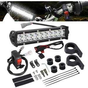 motoparty LED Light Bar for KLX110 CRF110 TTR110 YZ250F Compatible Most 7/8 Handlebars 60W Headlight Bar with USB Socket Charger