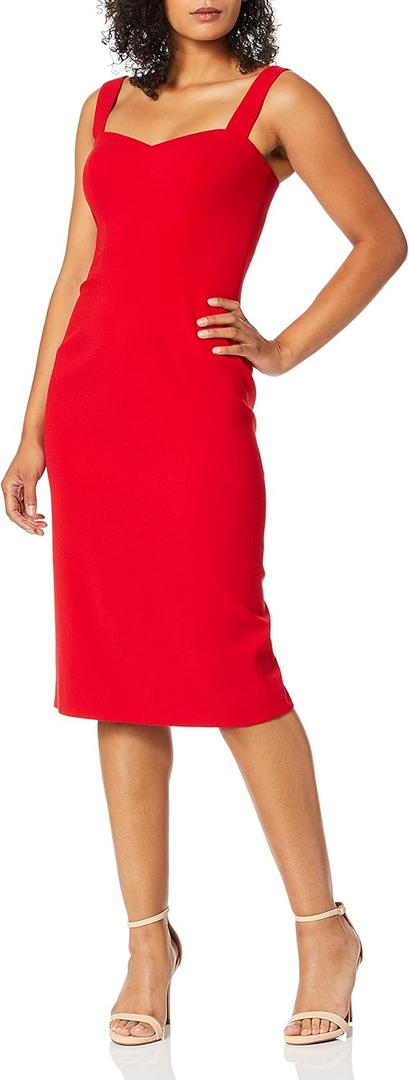 Dress the Population Women's Nicole Sleeveless Bodycon Stretch Midi Sheath Dress (Medium, Rouge)