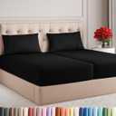 Split King Size 5 Piece Sheet Set - Comfy Breathable & Cooling Bed Sheets Set - Hotel Luxury Bedding for Women, Men, Kids, Teens, Boys & Girls - Deep Pockets, Soft and Wrinkle Free - Oeko-Tex - Black