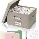Greeting Card Storage Box, Linen Storage Box with 16 Adjustable Dividers, 84 Labels, 1 Marker Pen, Perfect for Organizing Greeting Cards, Envelopes, Photos 1 Pack Beige