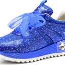 FINDVELL Women's Fashion Glitter Sneakers Platform Wedge Shoes Sparkly Rhinestone Breathable Sneakers Trendy Sequin Shoes Wedding Bride Dress Size 11