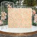 Champagne White Wedding Flower Backdrop 5ftx3.74ft Artificial Floral Backdrop Wall Panels for Bridal Shower Birthday Party Decor