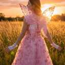 Fairy Wings for Women with Lace Gloves, Butterfly Cosplay Wings,Iridescent Costume Wings for Party Photography Adult Dress Up