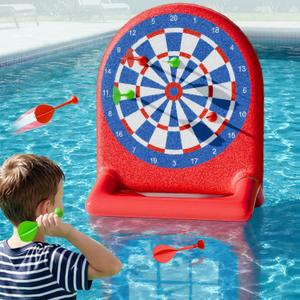 Funscape Kids Inflatable Dartboard Pool Toy, Fun Swimming Pool Soft Ball Toss Game, Outdoor Yard Water Target Sports Activity, Cool Summer Beach Party Gift 3 4 5 6 7 8 Yr Boy Girl Child-Dartboard, 35"x29.5"x3.2"