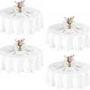 4 Packs White Round Tablecloths, 120 Inch Stain Resistant and Wrinkle Polyester Fabric Washable Table Clothes Cover for Kitchen Dining, Wedding, Reception Banquet, Birthday Party, Buffet Restaurant