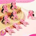 200 Pcs Breast Cancer Awareness Magnetic Bookmarks Bulk Pink Ribbon Bookmarks Breast Cancer Awareness Accessories Double Sided Magnetic Book Marks for Charity, Office, Fundraiser Events