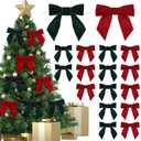 24 Pcs Velvet Christmas Bows for Christmas Tree 4.72" Rustic Crafts Gift Velvet Ribbon Bows Twist Tie Bows for Xmas Wreaths Garland Gift Wrapping Wedding Decor(Red,Green)