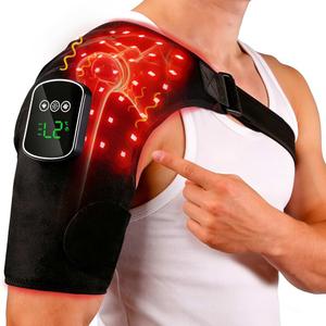 Red Light Therapy for Shoulder with Heat & Massage, 6 Modes, 5000mAh Cordless Controller, 228 LEDs 660nm & 850nm, Portable Heated Shoulder Wrap, 120–480 Min Runtime (Black)