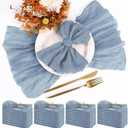 Teruntrue 30 Pack Dusty Blue Cheese Cloth Napkins Gauze Napkins Bulk Set of 30 Washable Boho Dinner Table Napkins for Wedding Party Baby Shower Birthday Party Decorations，20 x 20 Inch