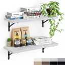 Kaboon 27 inch Long 10 inch Deep Floating Shelves for Wall Set of 2, Large Open Shelves Wall Mounted, Space Saving Home and Commercial Use, White Rock