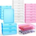 Dunzoom 25 Pcs Plastic Crayon Boxes with Lids, 4.53 x 3.35 x 1.1 Inches Stackable Small Storage Organizer Containers Crayon Pencil Case for Art Crafts Jewelry Beads Office Supplies(Multicolor)