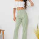 JEAAMKSSER Women's High Waisted Business Trousers Straight Leg Pleated Office Slacks Pants Light Green S