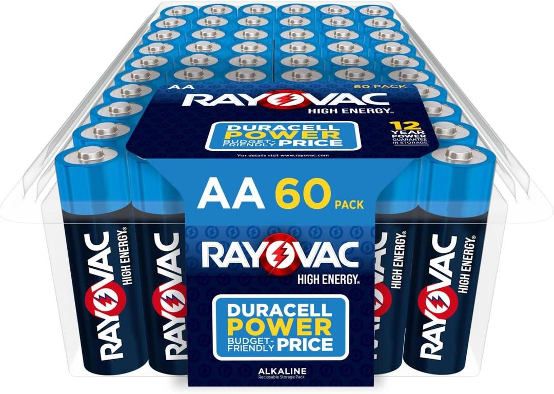 Rayovac AA Batteries, Double A Battery Alkaline, 60 Count