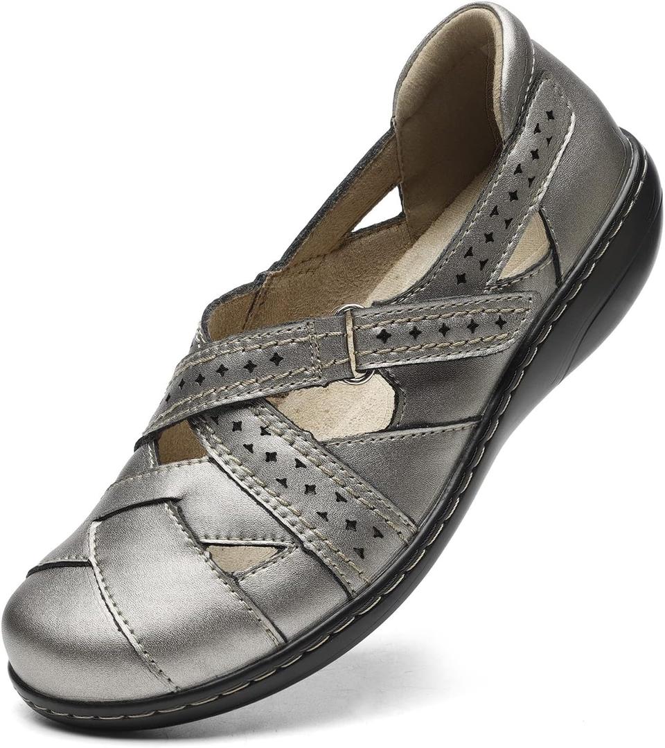 TERRIKAT Women's Casual Loafers Cute Slip On Comfort Walking Flats Leather Driving Moccasins Fashion Closed Toe Boat Shoes, Size 7.5