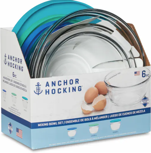 AnchorHocking 6PG GLASS MIXING BOWL SET LID