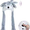 Bubblepompom Animal Hat with Ears Moving Jumping Pop Up Beating Hat Plush Holiday Cosplay Dress Up Funny Gift for Kids