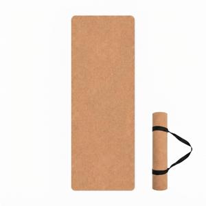 Cork Yoga Mat 6mm Extra Thick TPE Non-Slip Workout Mat with Alignment Lines for Hot Yoga and Home Gym (brown)