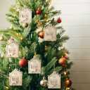 Roowest 6 Pcs Large 3D Christmas Farm Animal Ornaments 4.5 in Wood Farmhouse Ornament Rustic Country Christmas Decorations Cow Pig Chicken Horse Sheep Duck Hanging Decor for Xmas Tree Craft