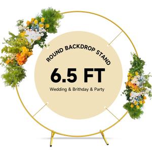 Balloon Arch Stand Metal Round Backdrop Stand Circle Balloon Arch Frame Wedding Arches 6.5FT for Ceremony Birthday Party Baby Shower Decoration