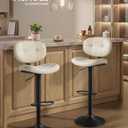 VASAGLE Bar Stools Set of 2, Height Adjustable Kitchen Barstools, Swivel Bar Chairs with Back and Footrest, Quilt PU Leather Surface, Dining Room, Counter, Steel, Cream White ULJB150W101S
