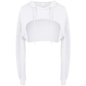 BEJONS Women Long Sleeve Cropped Super Crop Top Hoodies Sweatshirt Aesthetic Punk Hip Hop Dance Sexy Rave Cloth, M