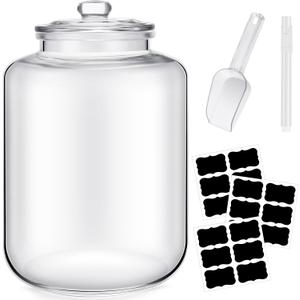 Yaomiao 6 Gallon Glass Jar with Lid Large Cookie Jar Big Opening Airtight Food Storage Canister Canning Pot for Flour Sugar Dog Treat Pasta Candy Glass Containers with Lids for Kitchen