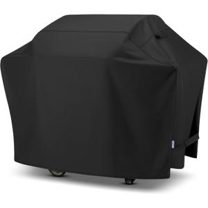 SunPatio BBQ Grill Cover 70 Inch, Outdoor Heavy Duty Waterproof Barbecue Gas Grill Cover, Fade Resistant, All Weather Protection Compatible for Weber Charbroil Kenmore Brinkmann and More, Black