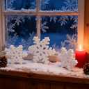 2 x Winter Decoration - 3PCS Snowflake Signs Rustic Wooden Snowflake Blocks Farmhouse Christmas Holiday Decor for Tiered Tray, Mantel and Table Centerpiece Displays