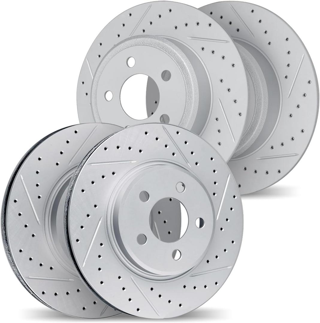 4 x DFC Front and Rear Brake Rotors Fits 2002-2006 Acura RSX | Drilled Slotted Disc Brake Rotors| 10.3" Front & 10.2" Rear