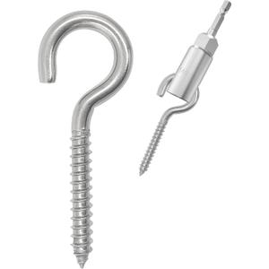 304 Stainless Steel Screw-in Hooks, Heavy-Duty Eye Hooks for Wood, Christmas Lighting (14 pcs + 1/4" Hex Shank Wing Nut Driver)