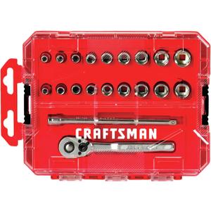 CRAFTSMAN Socket Set, SAE/Metric, 1/4" Drive, 20Piece (CMMT12008)