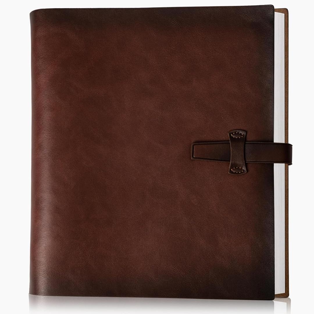 Photo Album 4x6 200 Photos, Genuine Leather Photo Albums with Writing Space with 30 Writing Paper, Travel Family Wedding Kids Graduation Ultrasound Baby Picture Album Scrapbook Photo Album (Simple)
