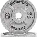 Signature Fitness Deep Dish 1-Inch Standard Cast Iron Weight Plates with E-Coating, Silver 2.5LB (Set of 2)