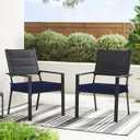 Basic Beyond Outdoor Chair Cushions for Patio Furniture, Waterproof Outdoor Seat Cushions Set of 4 19 x 19, Patio Chair Cushions Set of 4 with Ties and Handle, Navy Blue