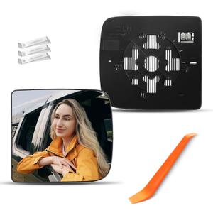 Upper Driver Heated Mirror Glass Replacement for 2009-2018 Dodge Ram 1500 2500 3500, Left Exterior Side Flat Mirror with 3 Holders, 68067728AA