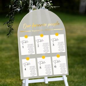 Colingmill Wedding Seating Chart Board Display for Wedding Reception 24 x 18 Inch Arch Frosted Wedding Seating Chart Board Personalized Stickers with Customizable Dates for Wedding Decor Ideas
