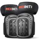 REXBETI Knee Pads for Work, Construction Knee Pads for Men, Heavy Duty Comfortable Anti-slip Foam Gel for Gardening Flooring and Cleaning, Strong Stretchable Straps, Gray
