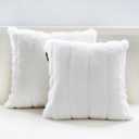 inchgrass Fur Throw Pillow Covers 18x18 Inch Luxury Fluffy Sofa & Bed Pillow Covers Set of 2, Ultra Soft Decorative Cushion Covers for Living Room White Couch Pillow Cover