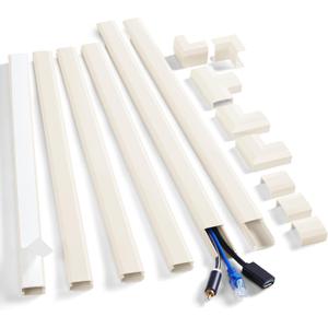 ZhiYo Cord Cover Wall Kit, 94.5in Cord Hider Wall Mounted TV, Wire Covers for Cords, Paintable Wire Hiders for TV On Wall, TV Cable Hider Wall Kit, Wall Cord Concealer, 6 x L15.7in W0.98 H0.5in, Beige