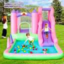 WELLFUNTIME Inflatable Bounce House with Blower, 7 in 1 Bouncy Castle with Slide, Ball Pit, Basketball Hoop, Ringtoss, Jumping Castle for Kids Ages 3-6, 121x76x64 Inch, 116 X 78 X 64 Inches