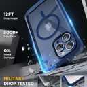 Miracase Magnetic for iPhone 12 Pro Max Case [Compatible with MagSafe] Full-Body Phone case with Built-in Glass Screen Protector& Camera Protector, Military Drop Proof 12 Pro Max Cover, Blue