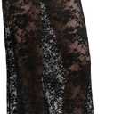 Milumia Women's Sexy Sheer Mesh Lace Maxi Skirt Y2k See Through Flowy Long Skirt (Large, Black)