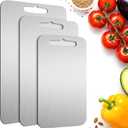 3-Piece Stainless Steel Cutting Board Set, Food Grade, Dishwasher Safe, Odor Resistant, for Meat, Fruit, Vegetable, Silver